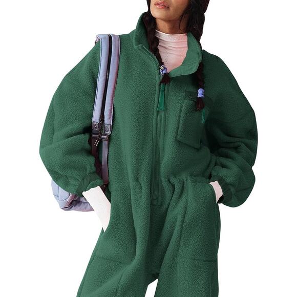 Womens Fleece Jumpsuit Onesie Winter Warm Overalls Large - Picture 2 of 9